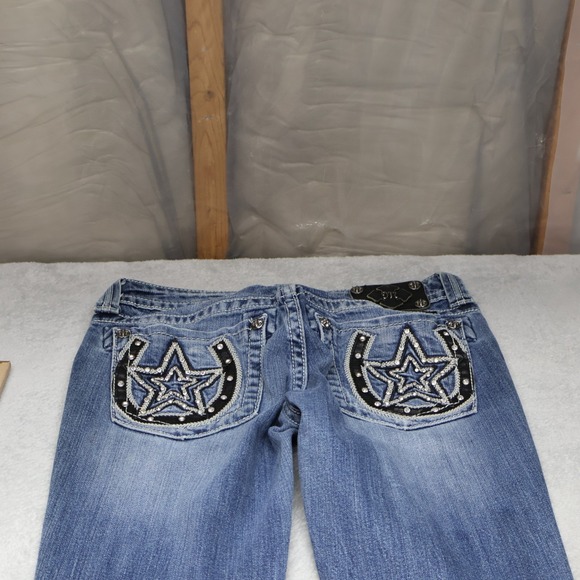 Miss Me Denim - Miss Me Jeans Women 28 Medium Wash Rhinestone Embroidered Bootcut Fade READ